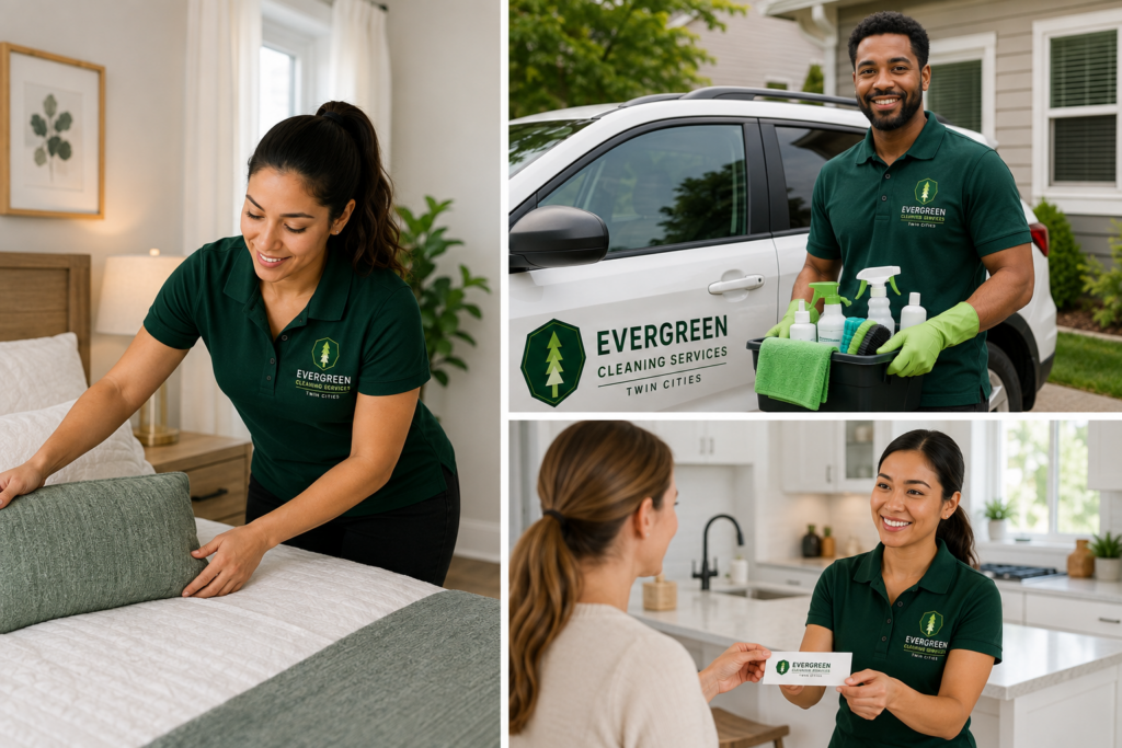 Evergreen cleaners arriving for a move-in/move-out clean